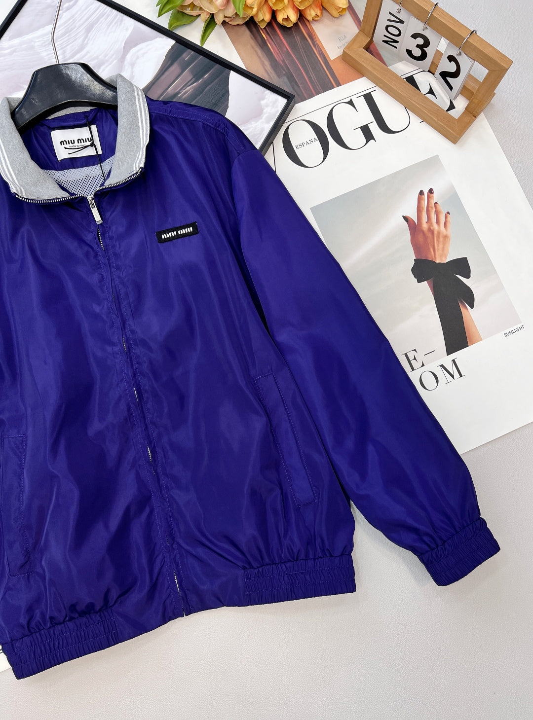 Miumiu 2026 Jacket Blue Nylon Polyester