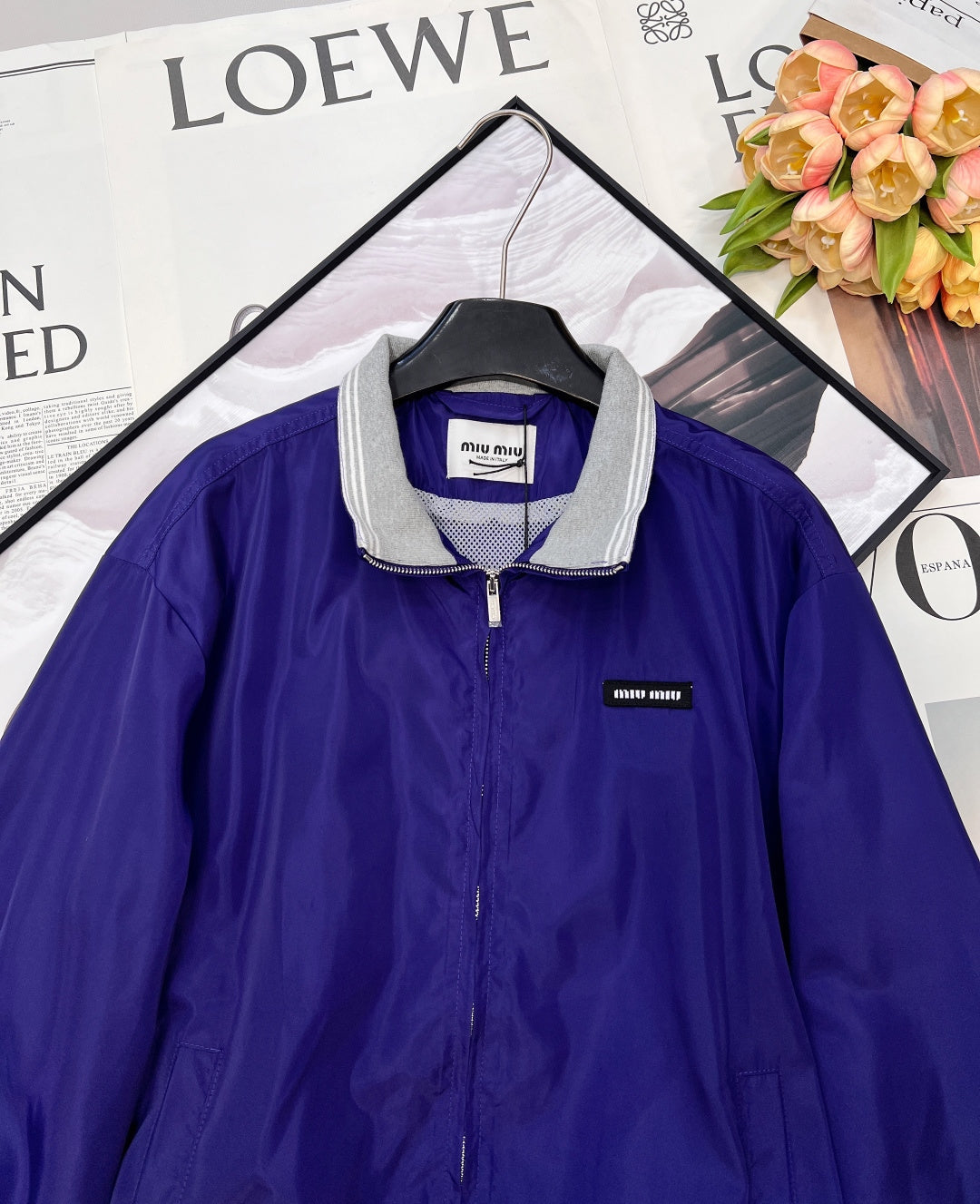 Miumiu 2026 Jacket Blue Nylon Polyester