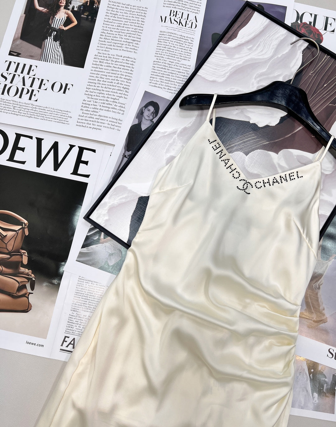 Chanel 2026 Satin Slip Dress White Polyester