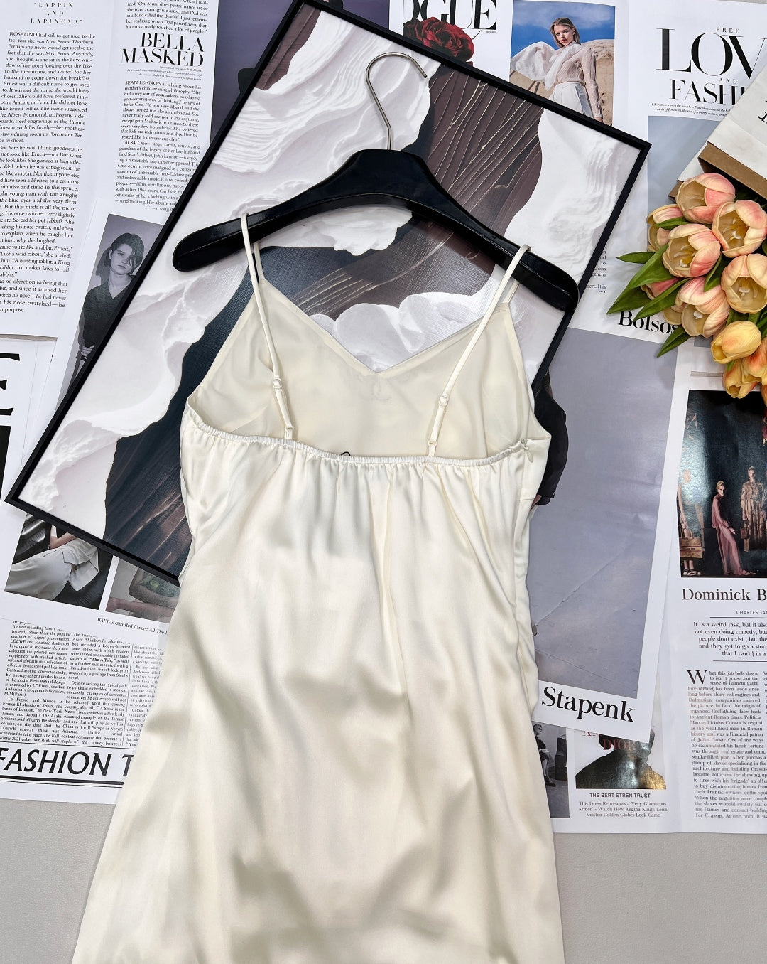 Chanel 2026 Satin Slip Dress White Polyester