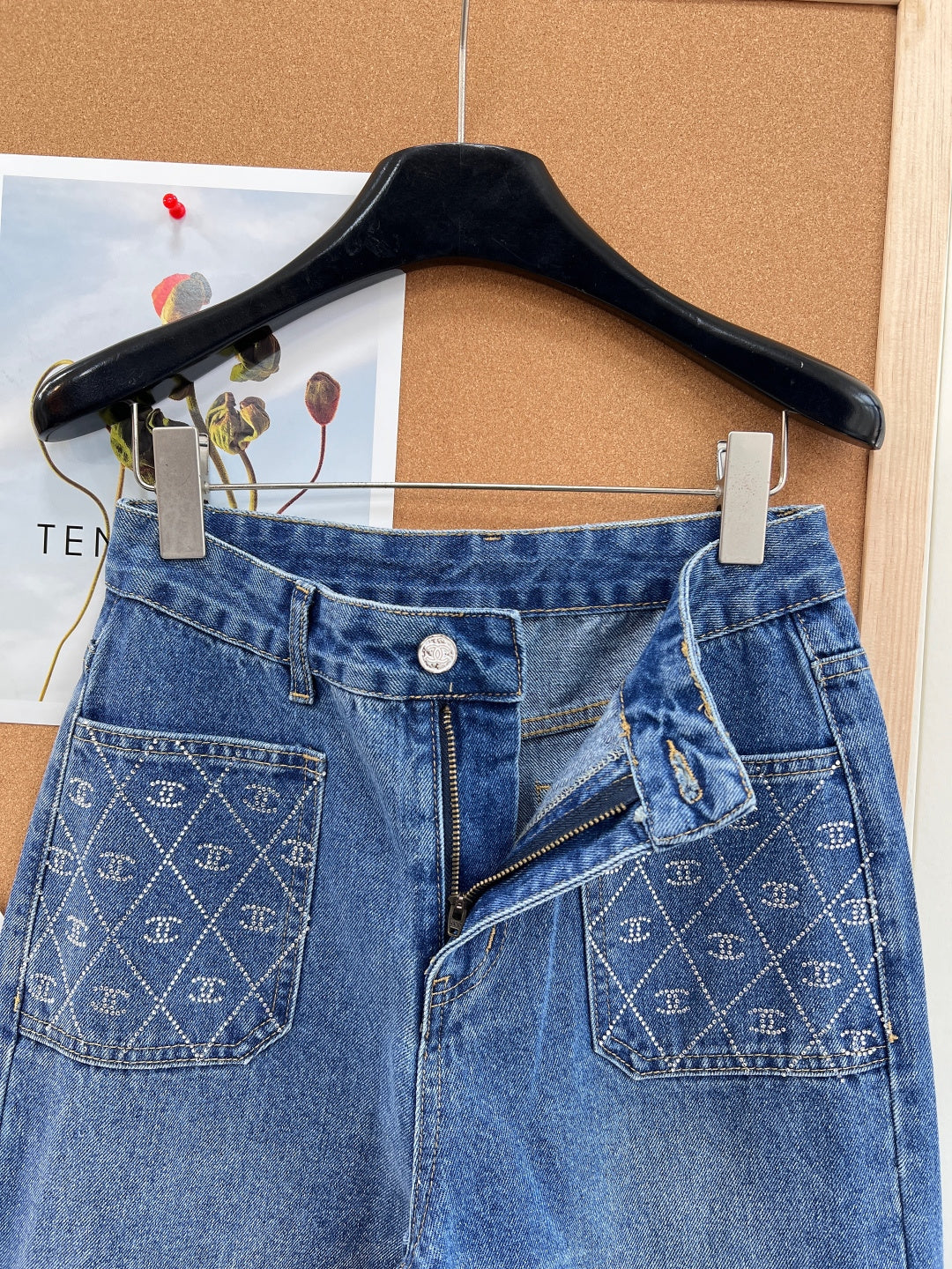 Chanel 2026 Jeans With Rhinestone Pockets Blue Cotton 148279