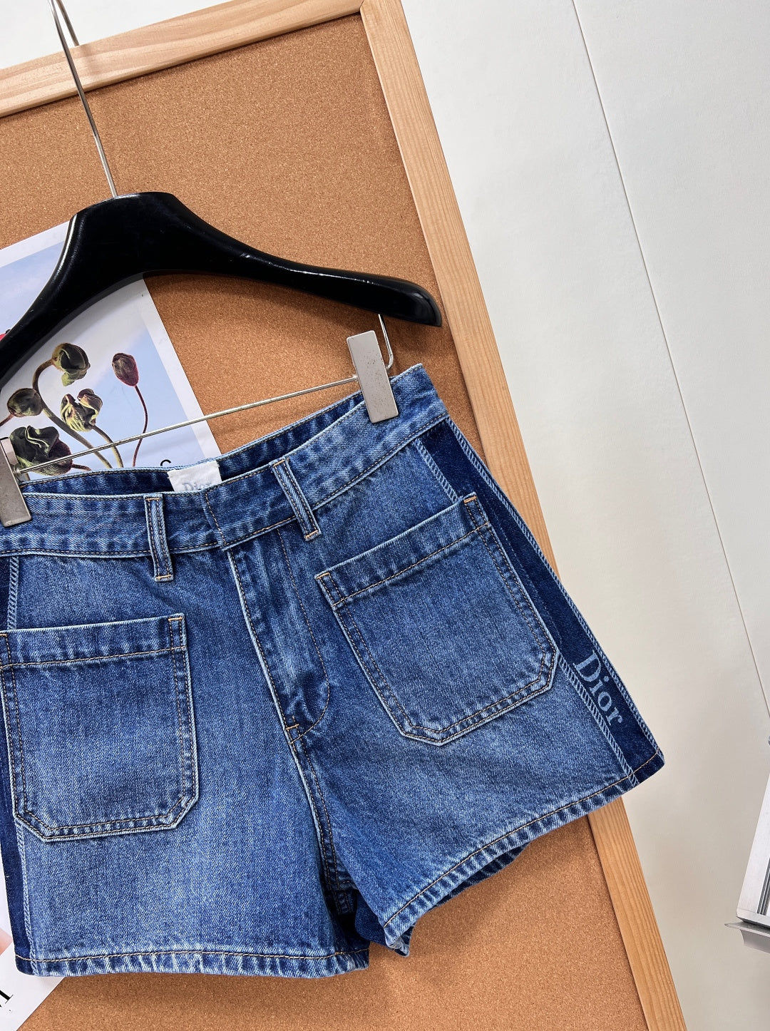 Dior 2026 Side-letter Cargo Denim Short Blue Cotton 704815