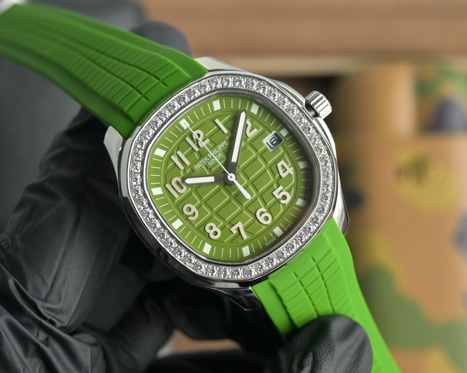 Patek Philippe Nautilus 38.8mm Green Dial Green Strap