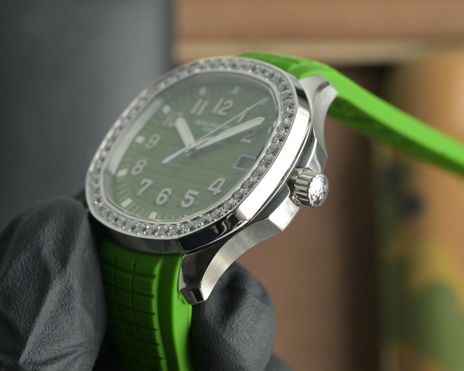 Patek Philippe Nautilus 38.8mm Green Dial Green Strap