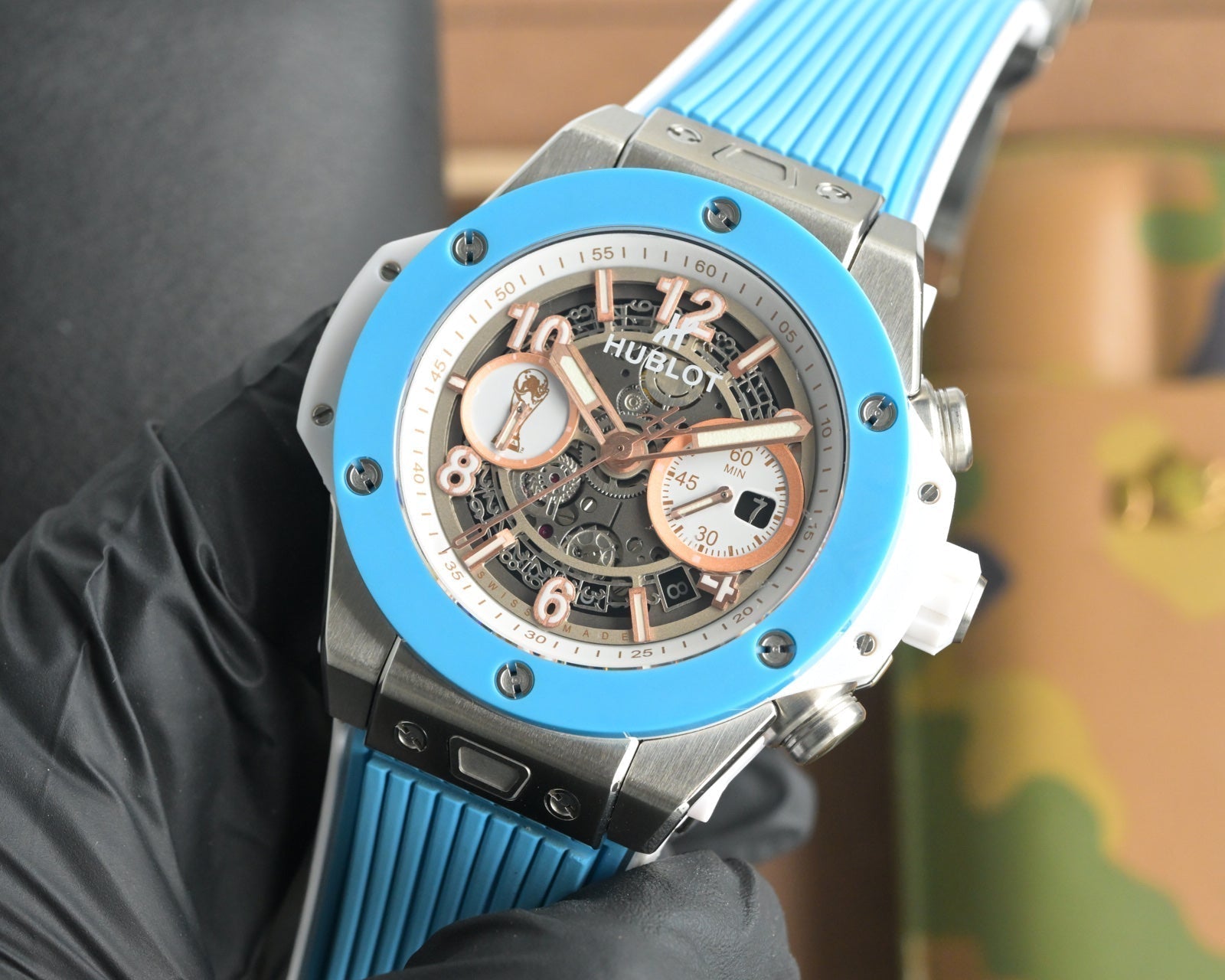 Hublot Big Bang Unico 45mm Blue Benzel Titanium Case Blue Rubber Strap
