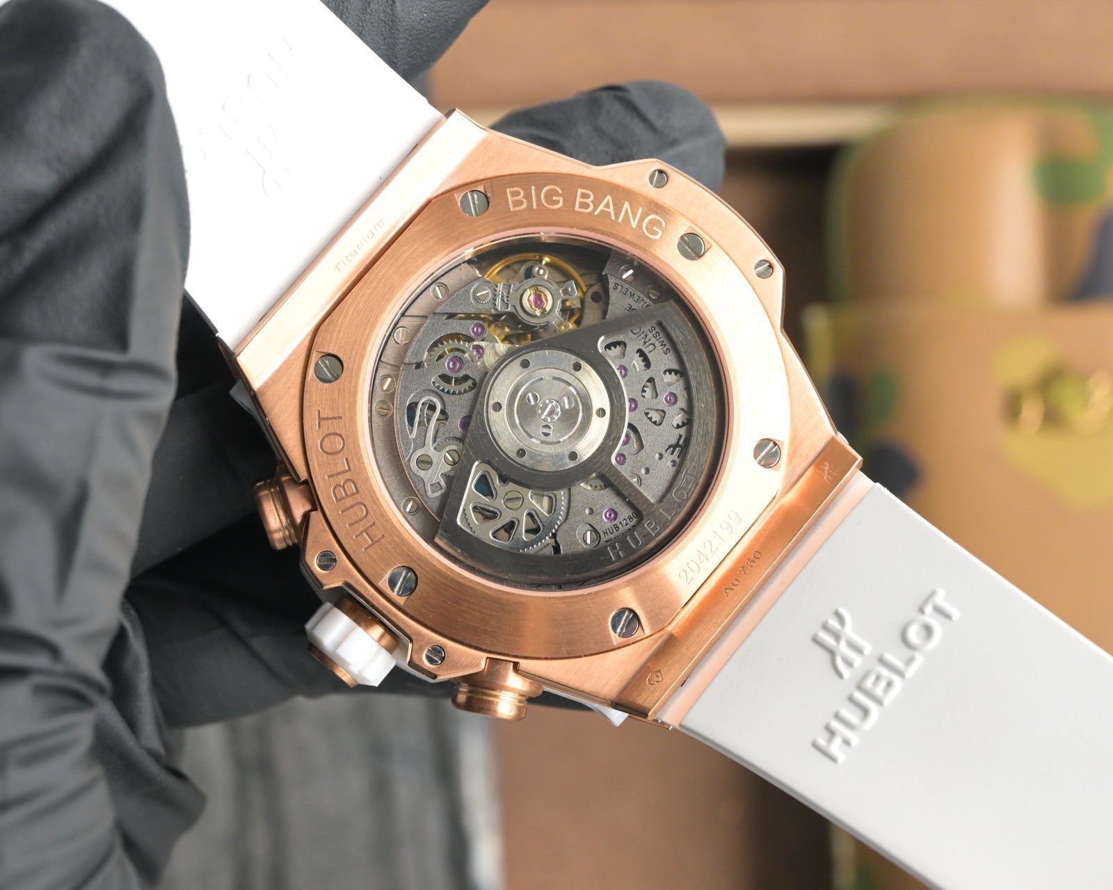Hublot Big Bang Unico 45mm Blue Benzel Rose Gold Case Blue Rubber Strap