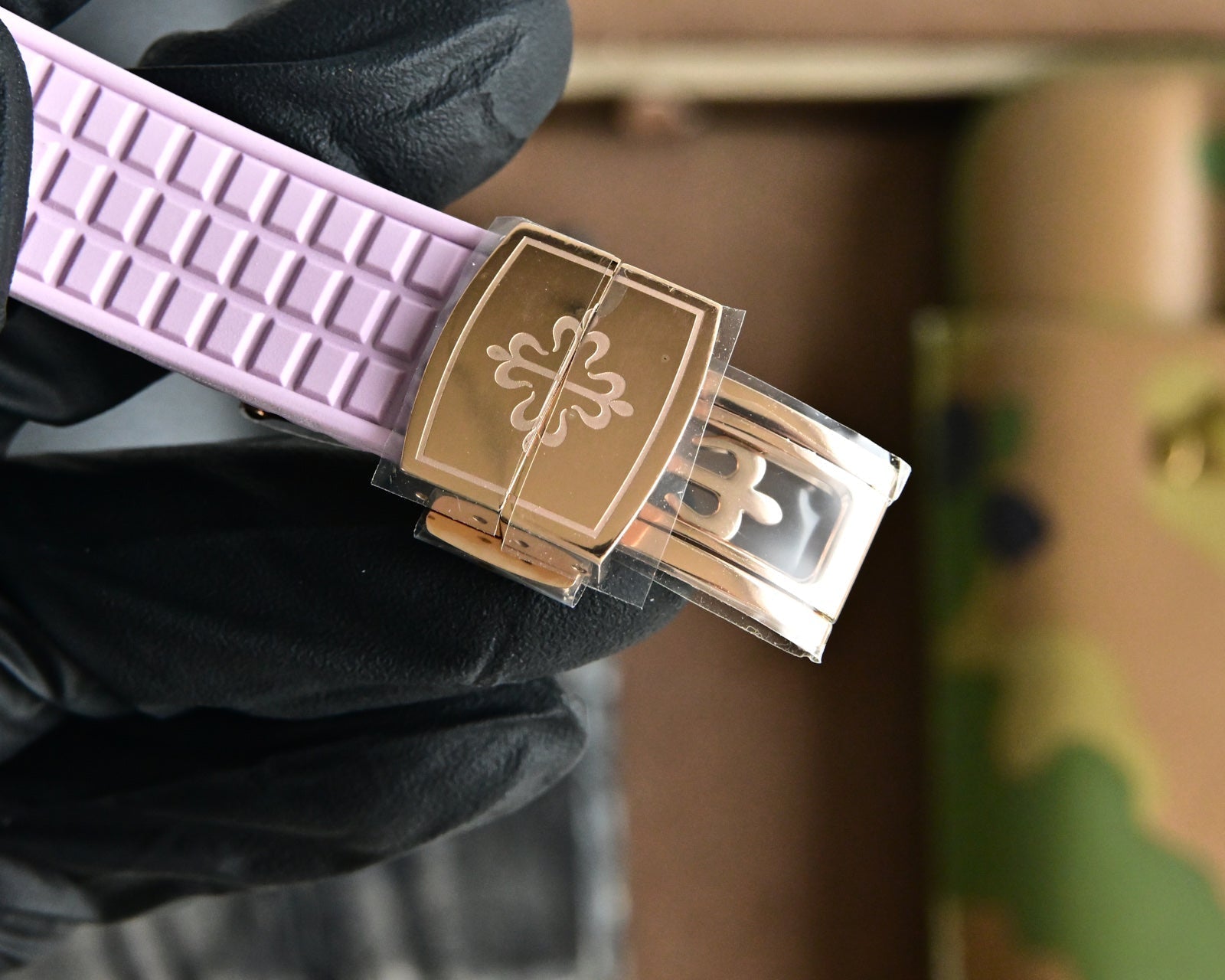Patek Philippe Aquanaut 35.6mm Rose Gold Case Pink Strap Watch