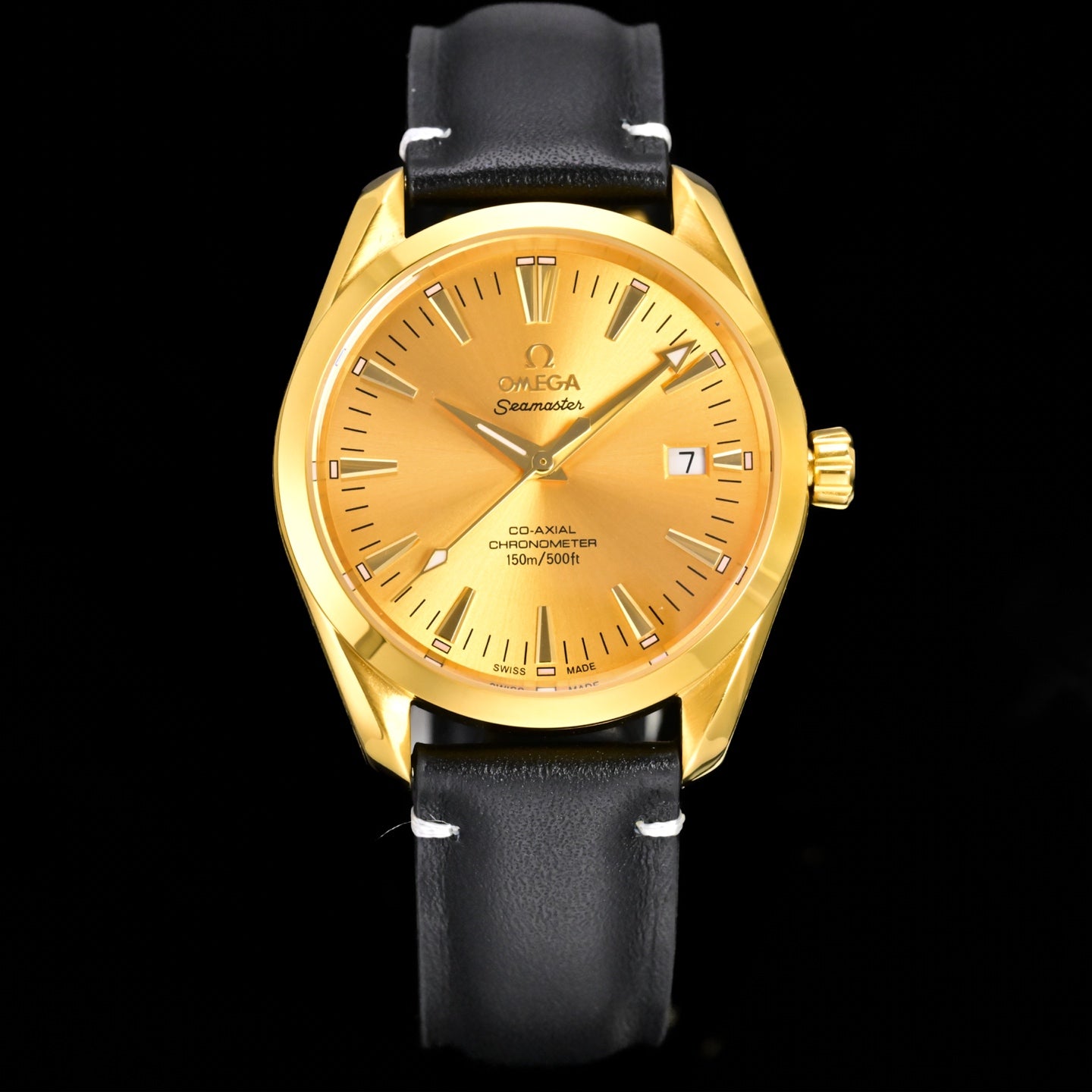 Omega Seamaster 150M Aqua Terra Observatory 39mm Gold Case Gold Dial