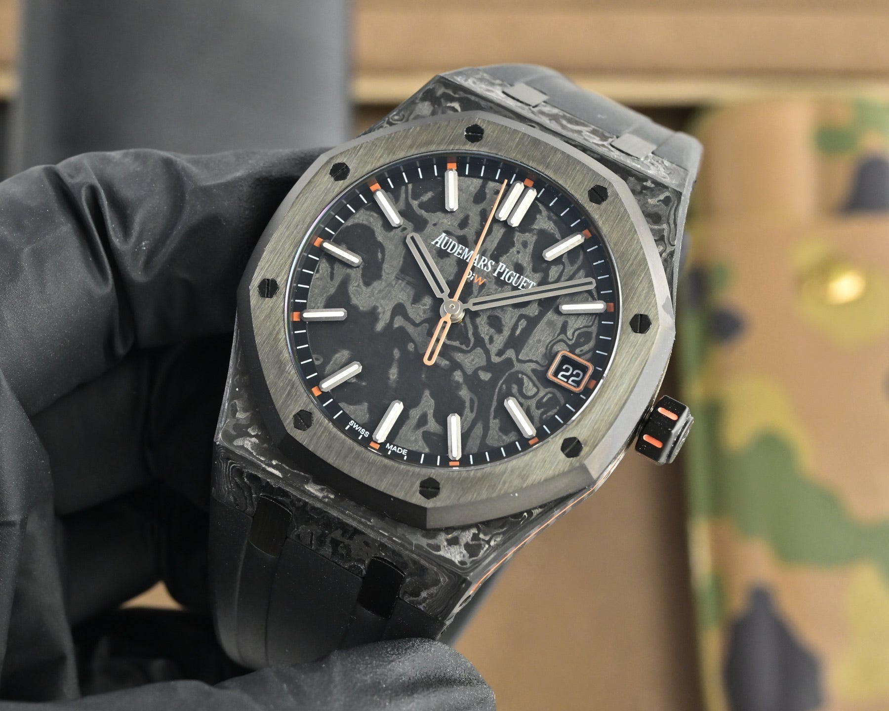 Audemars Piguet Royal Oak 41mm Custom Carbon Black Orange Dial
