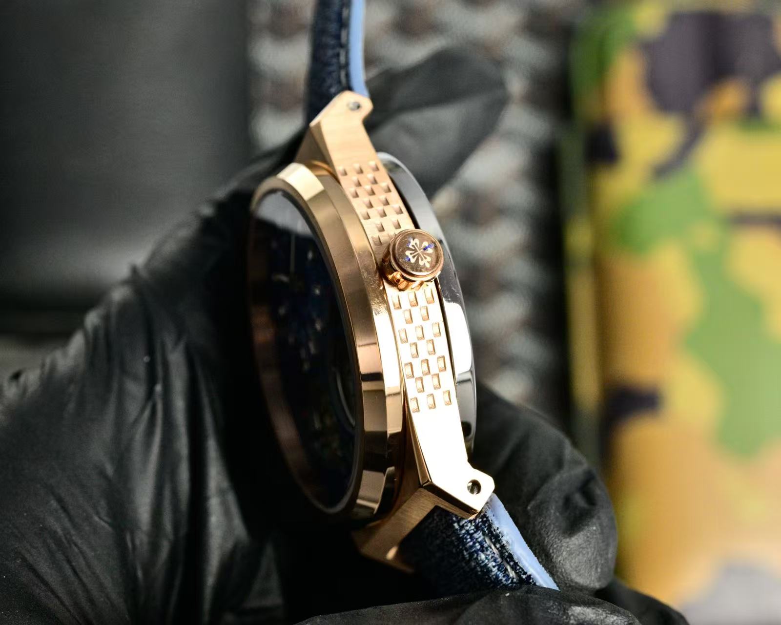 Patek Philippe Double Tourbillon Blue Skeleton Dial 44mm Watch Denim Strap