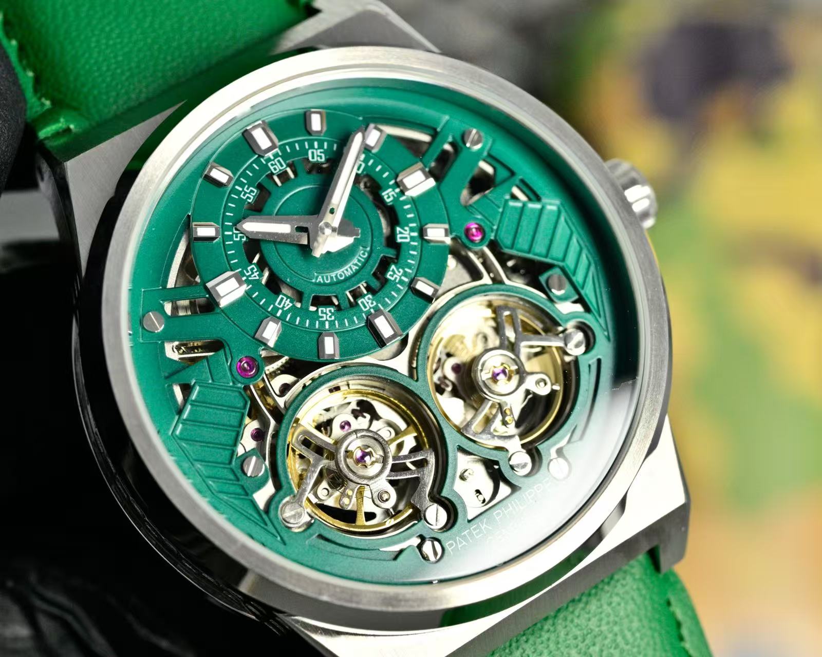 Patek Philippe Double Tourbillon Green Dial 44mm Watch