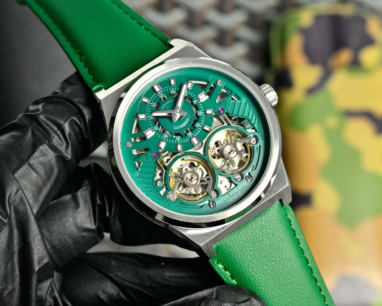 Patek Philippe Double Tourbillon Green Dial 44mm Watch