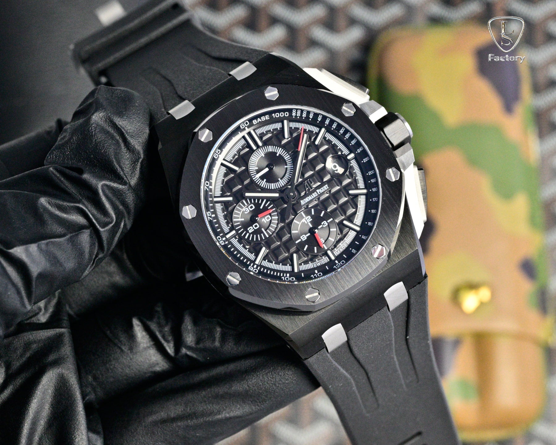 Audemars Piguet Royal Oak Chronograph 41mm Black Case Dial Black Rubber Strap