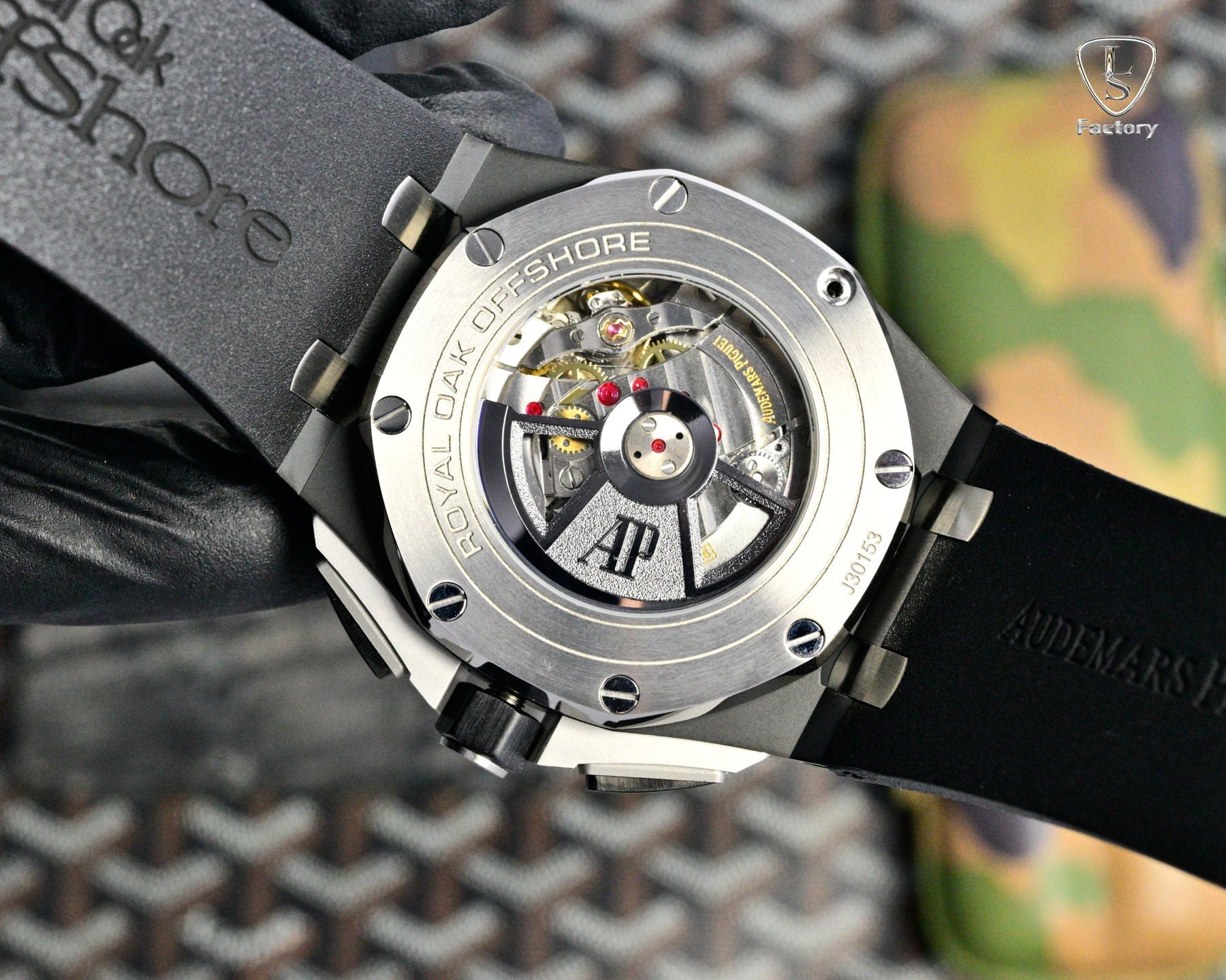 Audemars Piguet Royal Oak Chronograph 41mm Black Case Dial Black Rubber Strap