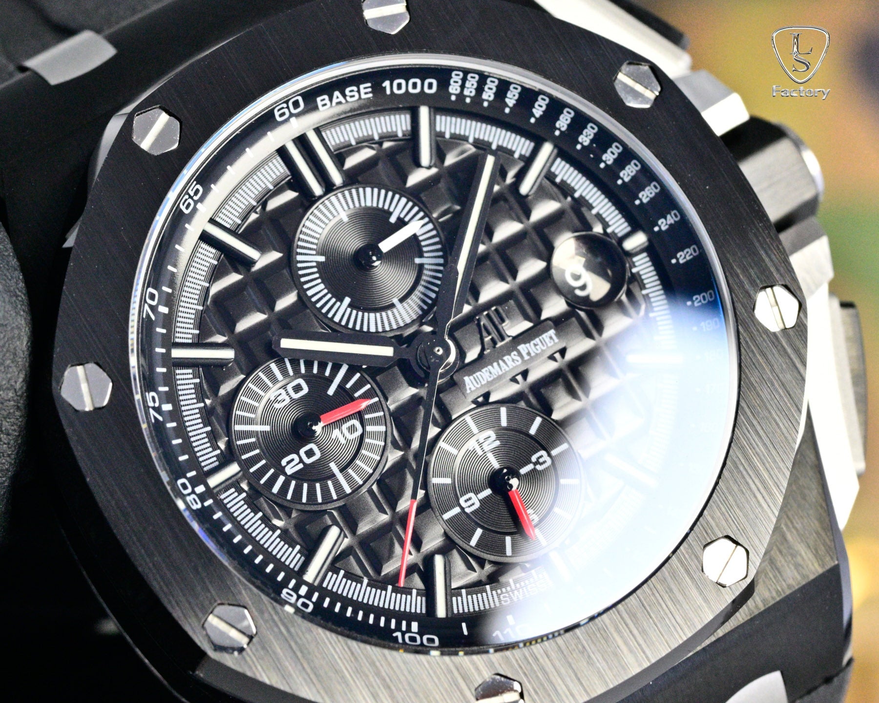 Audemars Piguet Royal Oak Chronograph 41mm Black Case Dial Black Rubber Strap
