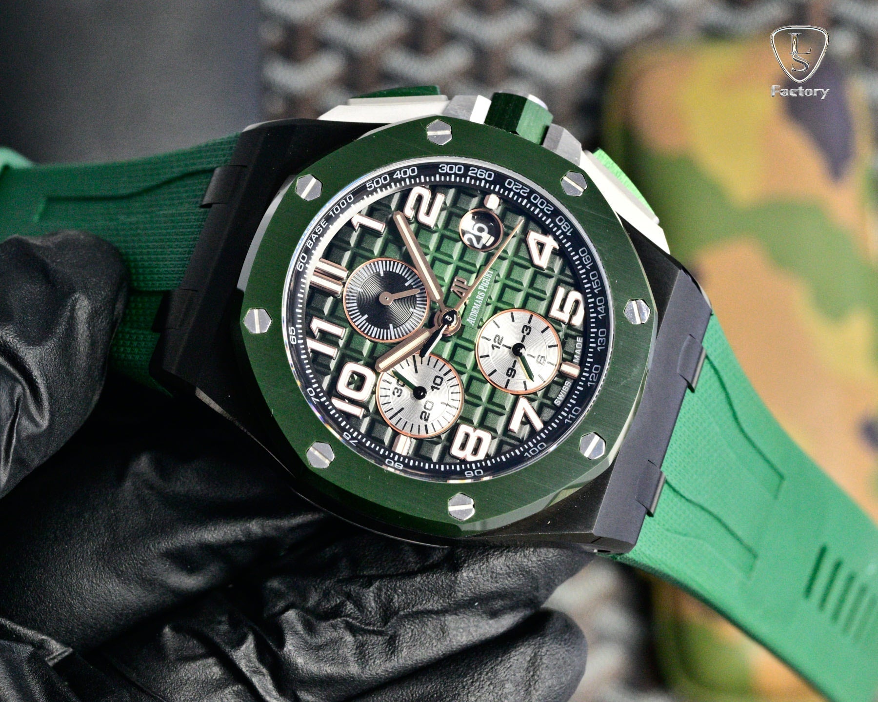 Audemars Piguet Royal Oak Chronograph 41mm Green Dial Green Rubber Strap