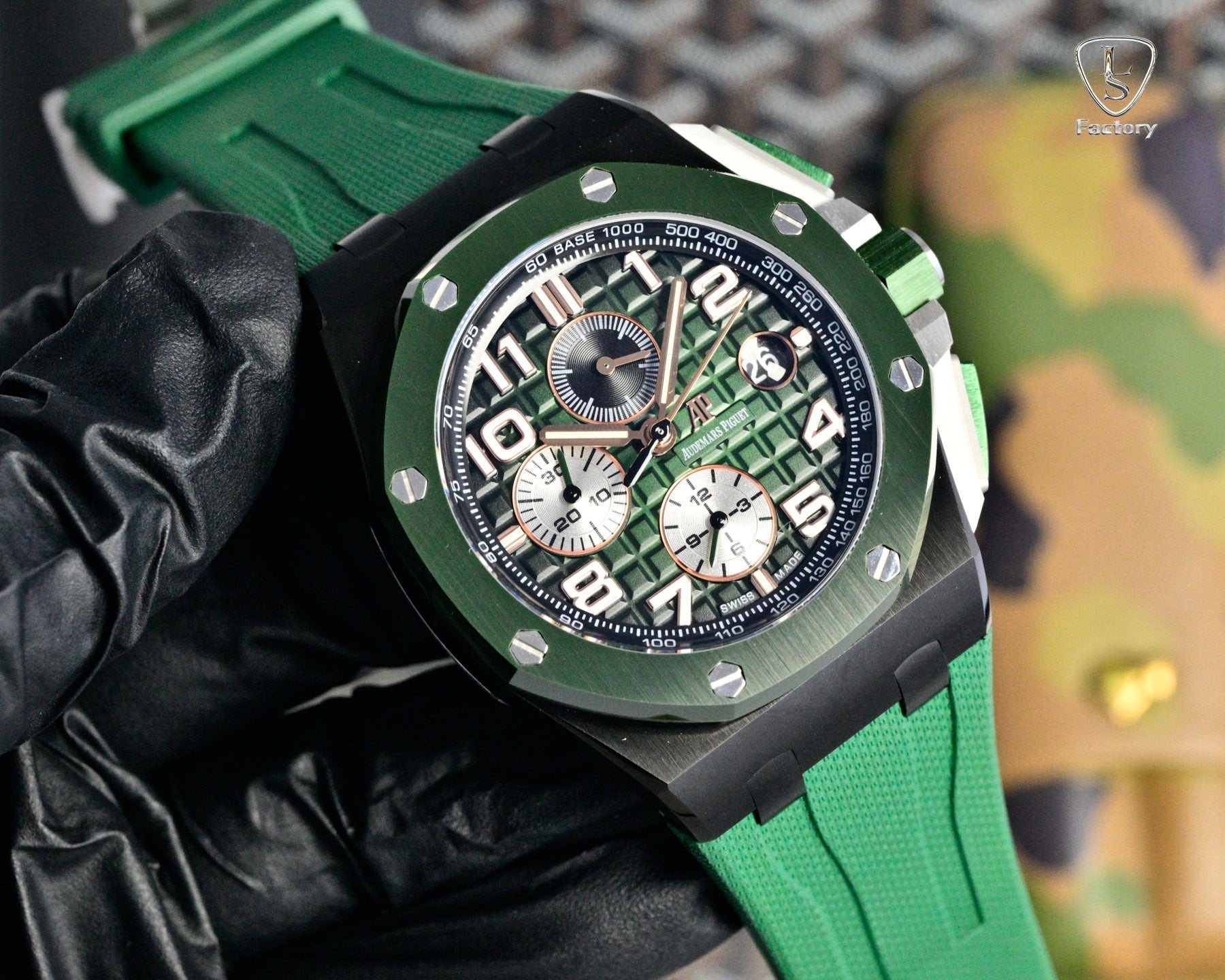 Audemars Piguet Royal Oak Chronograph 41mm Green Dial Green Rubber Strap