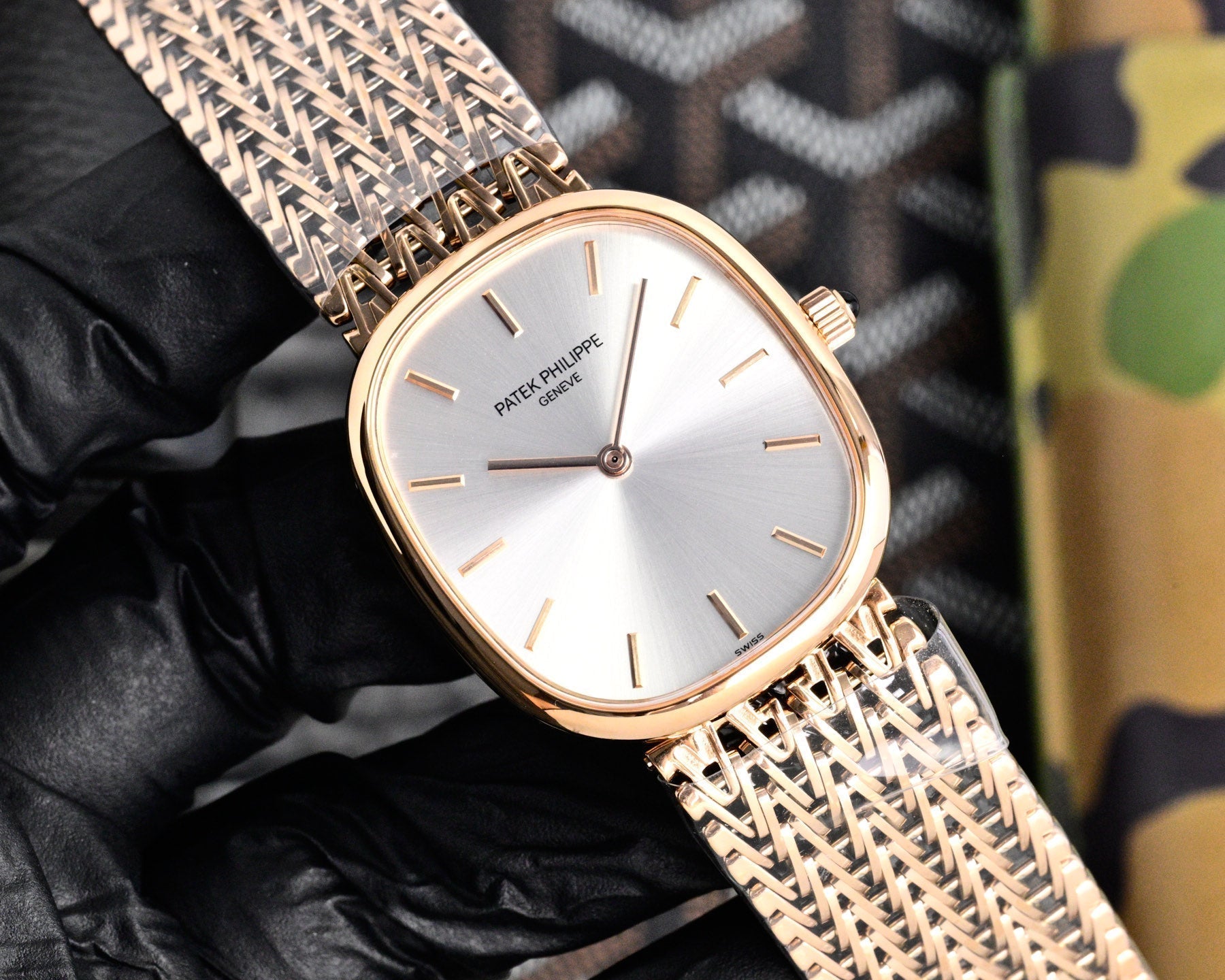 Patek Philippe Golden Ellipse 27mm Silver Dial Rose Gold Strap
