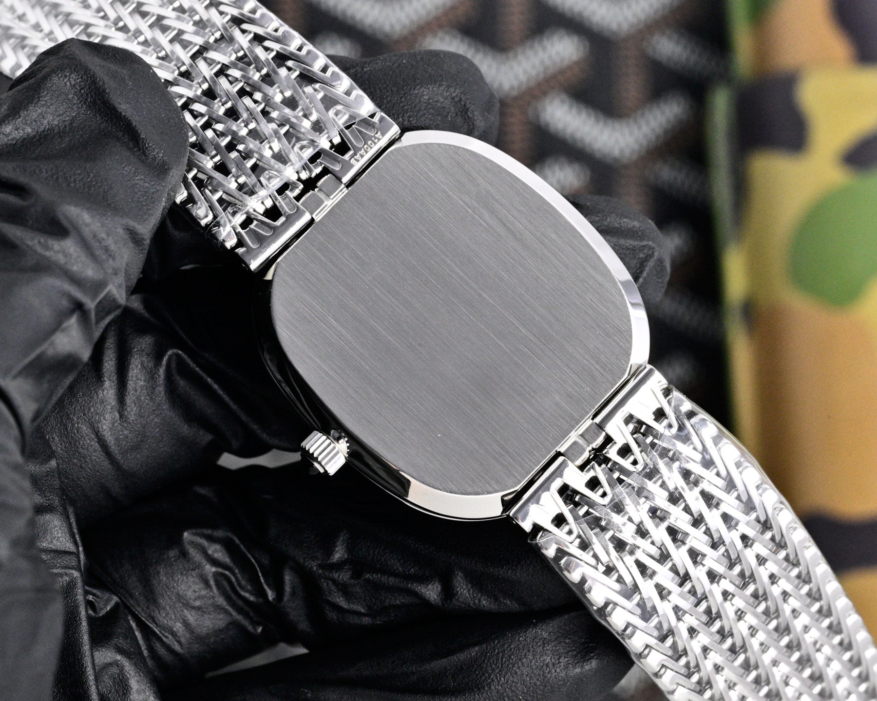 Patek Philippe Golden Ellipse 27mm Black Dial Steel Strap