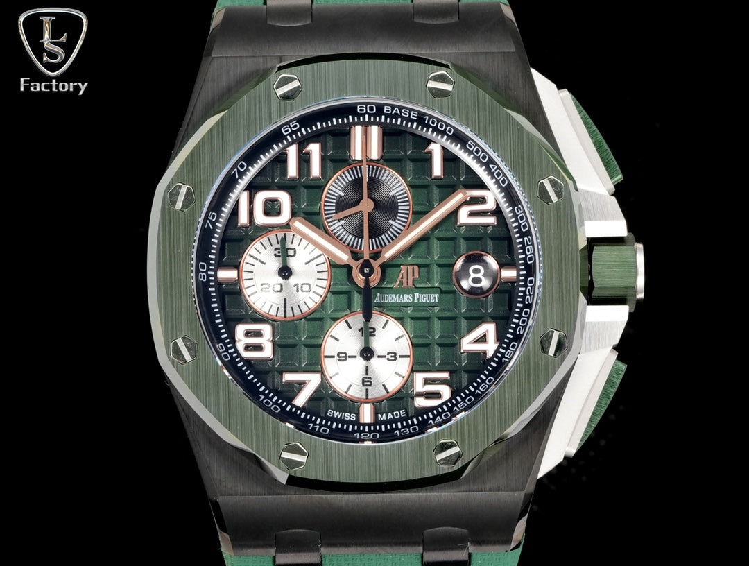 Audemars Piguet Royal Oak Offshore Chronograph 44mm Black Case Green Silver Dial
