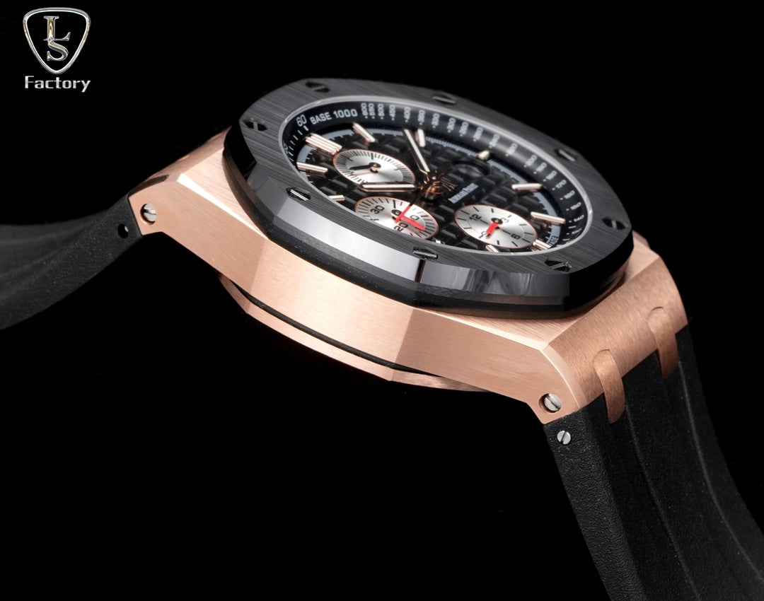 Audemars Piguet Royal Oak Offshore Chronograph 44mm Rose Gold Case Black Silver Dial