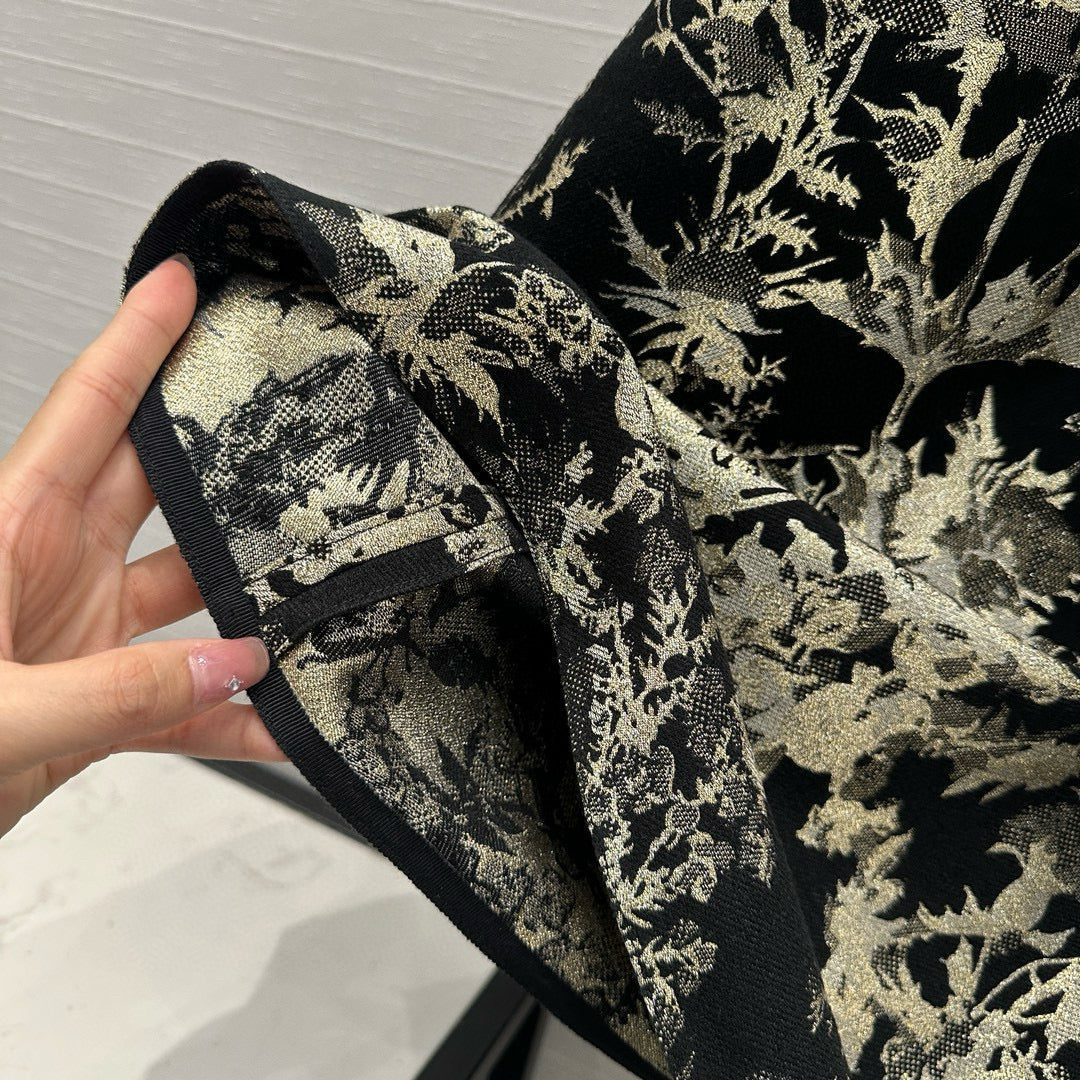 CD 25 Print Dress Black Gold Jacquard fabric