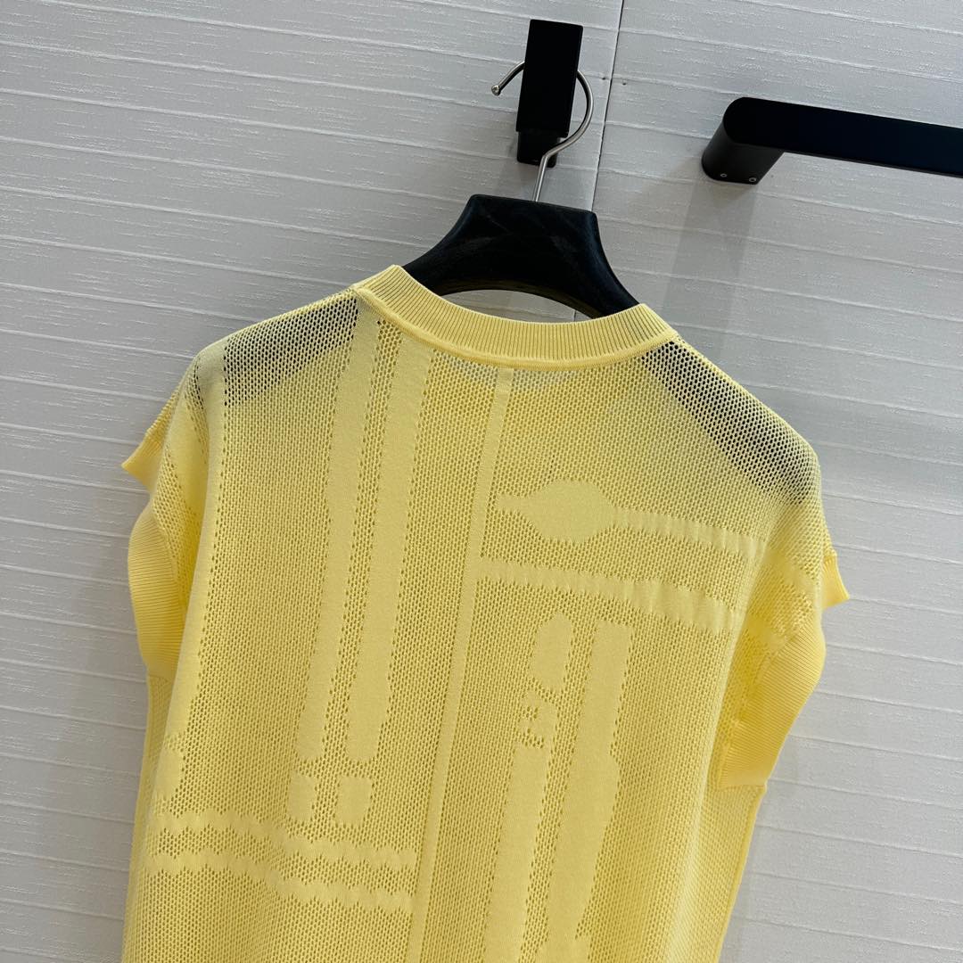 Hm 25 Short-sleeved Sweater Yellow Mesh Polyester