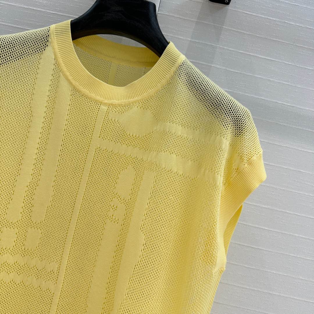 Hm 25 Short-sleeved Sweater Yellow Mesh Polyester