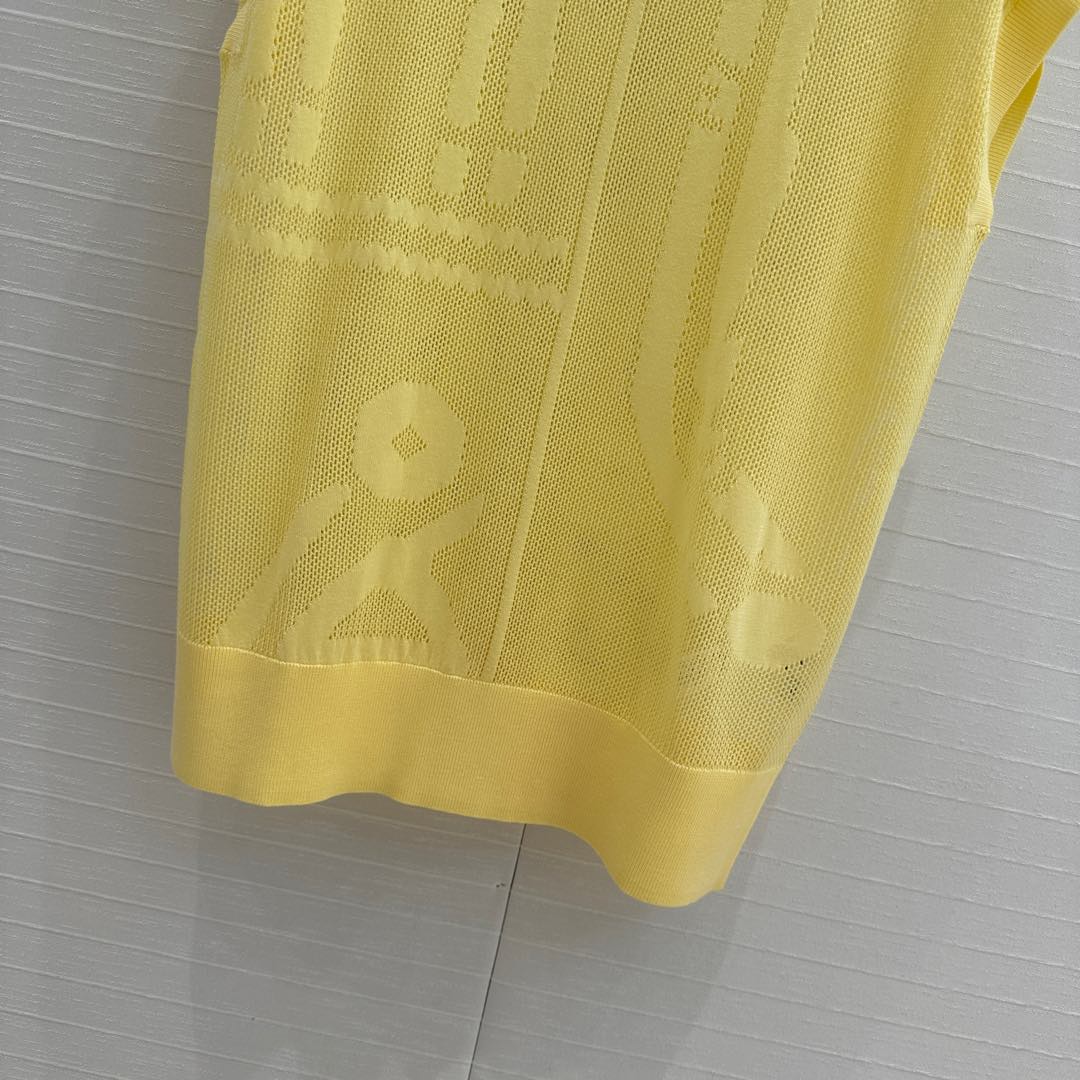 Hm 25 Short-sleeved Sweater Yellow Mesh Polyester
