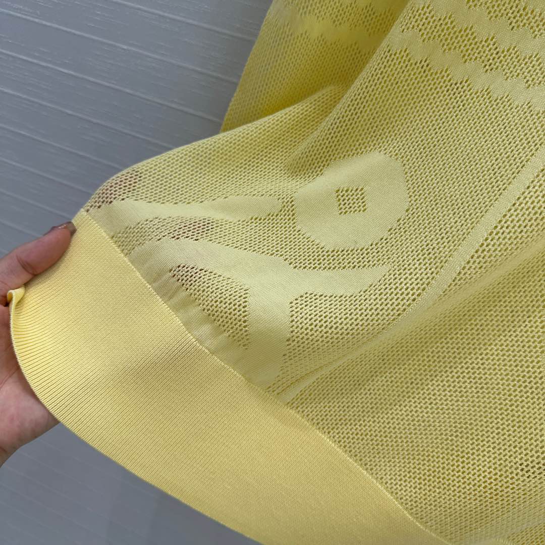 Hm 25 Short-sleeved Sweater Yellow Mesh Polyester