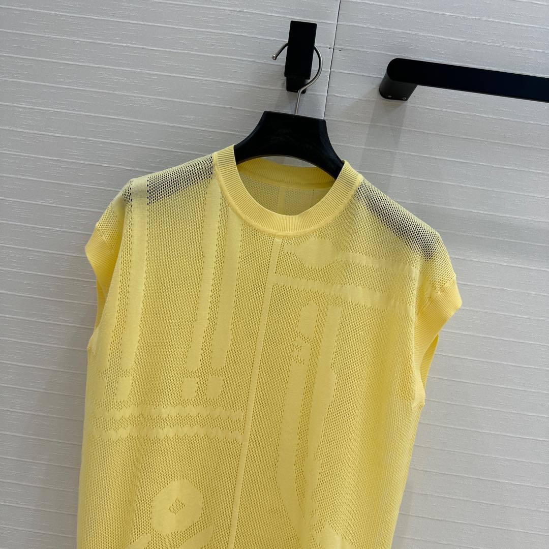 Hm 25 Short-sleeved Sweater Yellow Mesh Polyester
