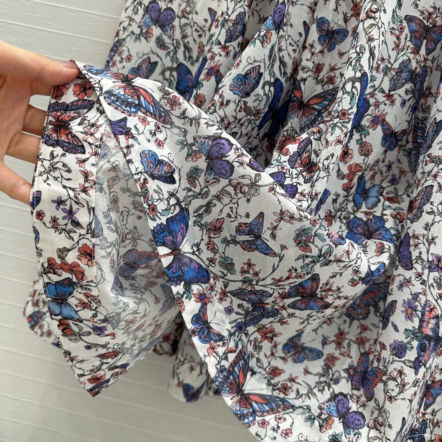 CD 2025 Butterfly Printed Long Skirt Multicolor Cotton