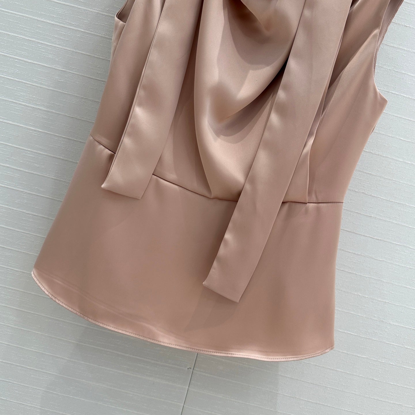 Fendi Long Ribbon Drape Waisted Top Pink Polyester