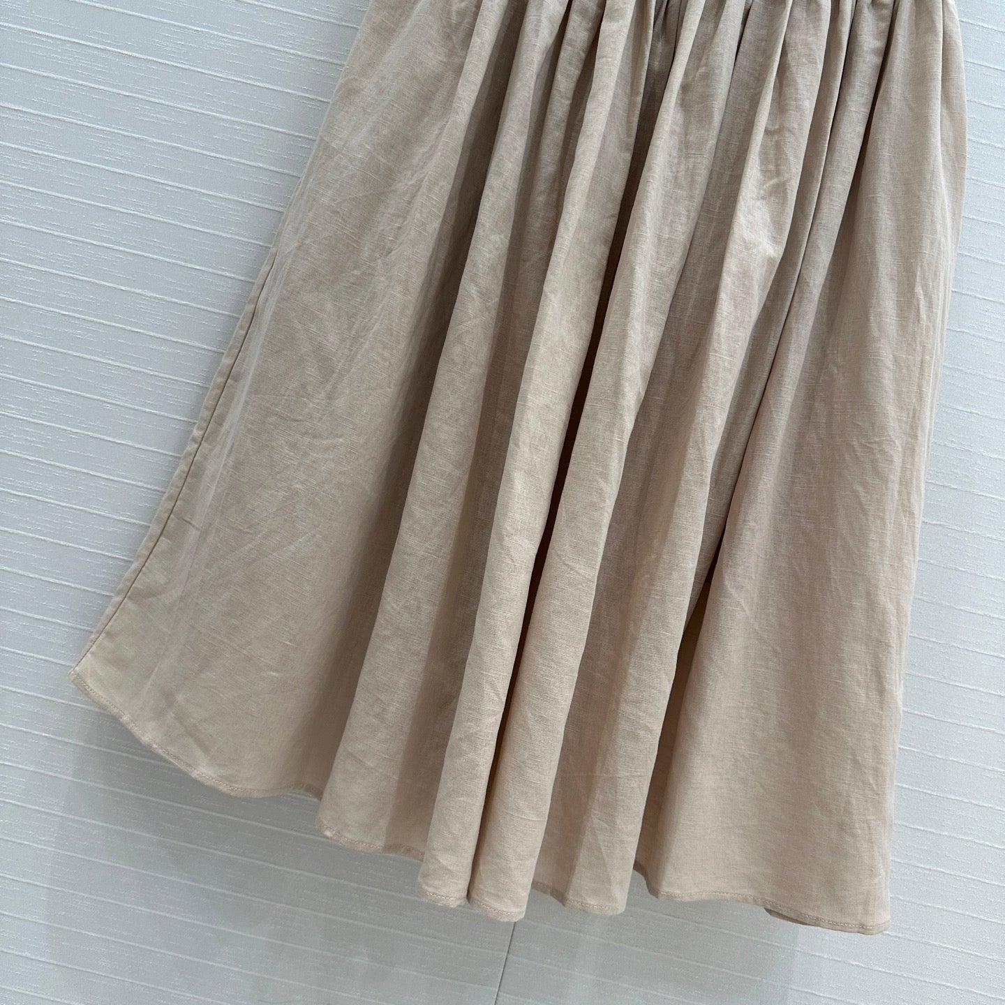 CD Pleated Long Skirt Beige Linen