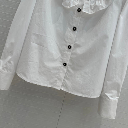 CC 25 Lace Collor Shirt White Cotton