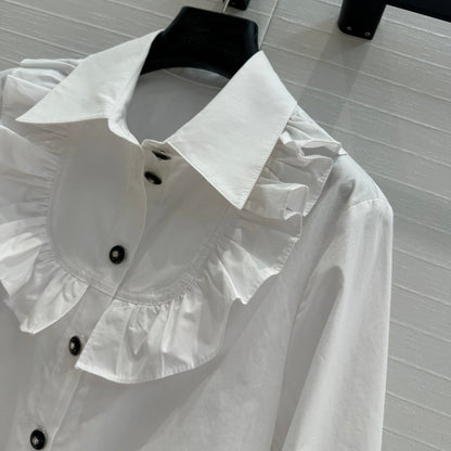 CC 25 Lace Collor Shirt White Cotton