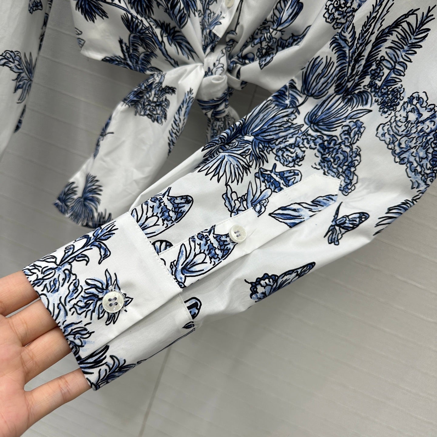 CD 25 Bow Tie Shirt Blue White Cotton