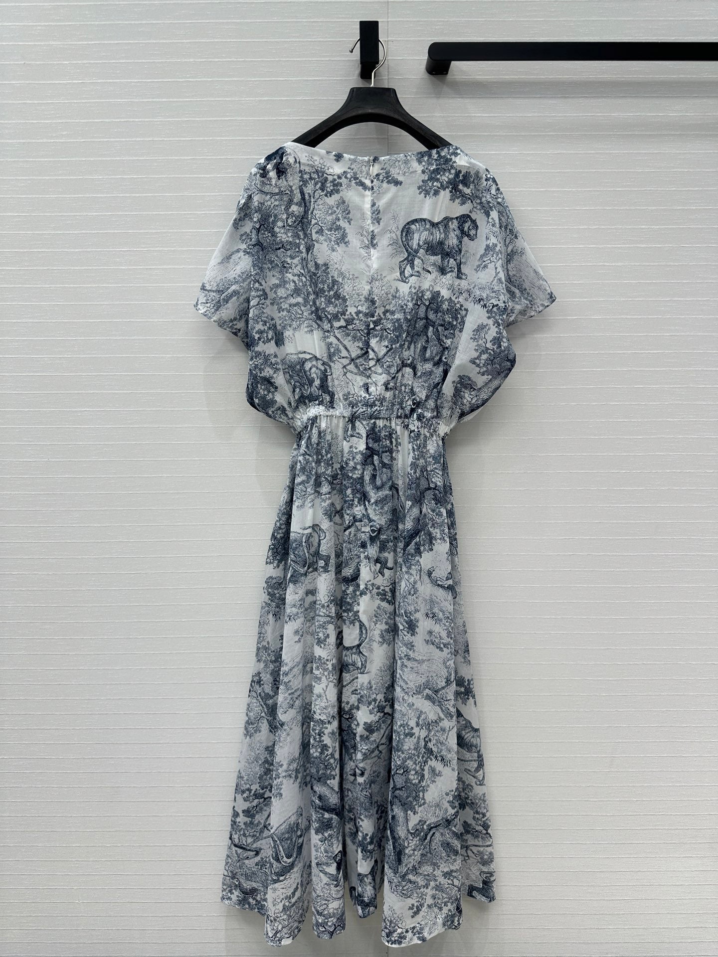 CD 25 Boat Neck Long Skirt Blue White Cotton