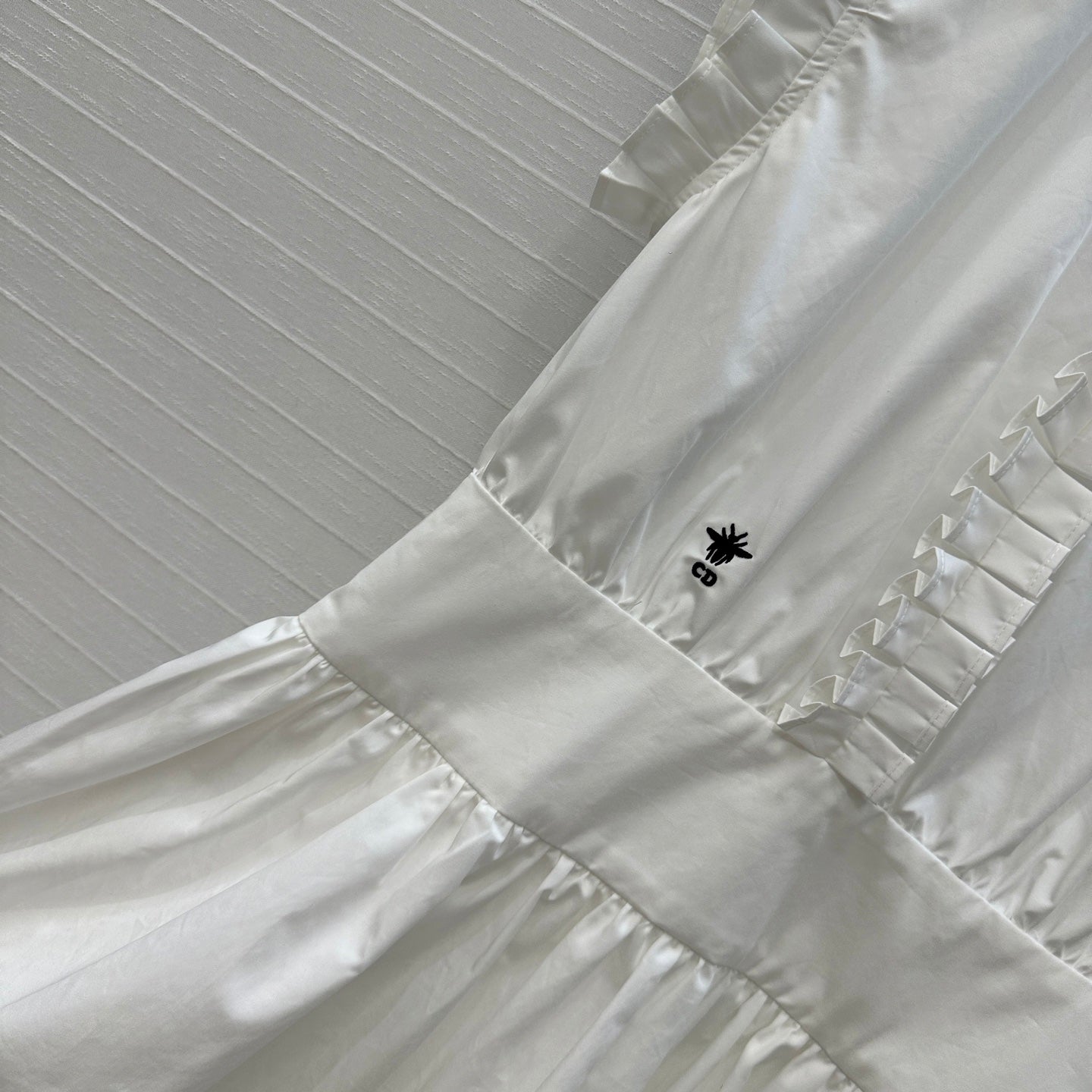 CD 25 Ruffle Sleeve Dress White Cotton