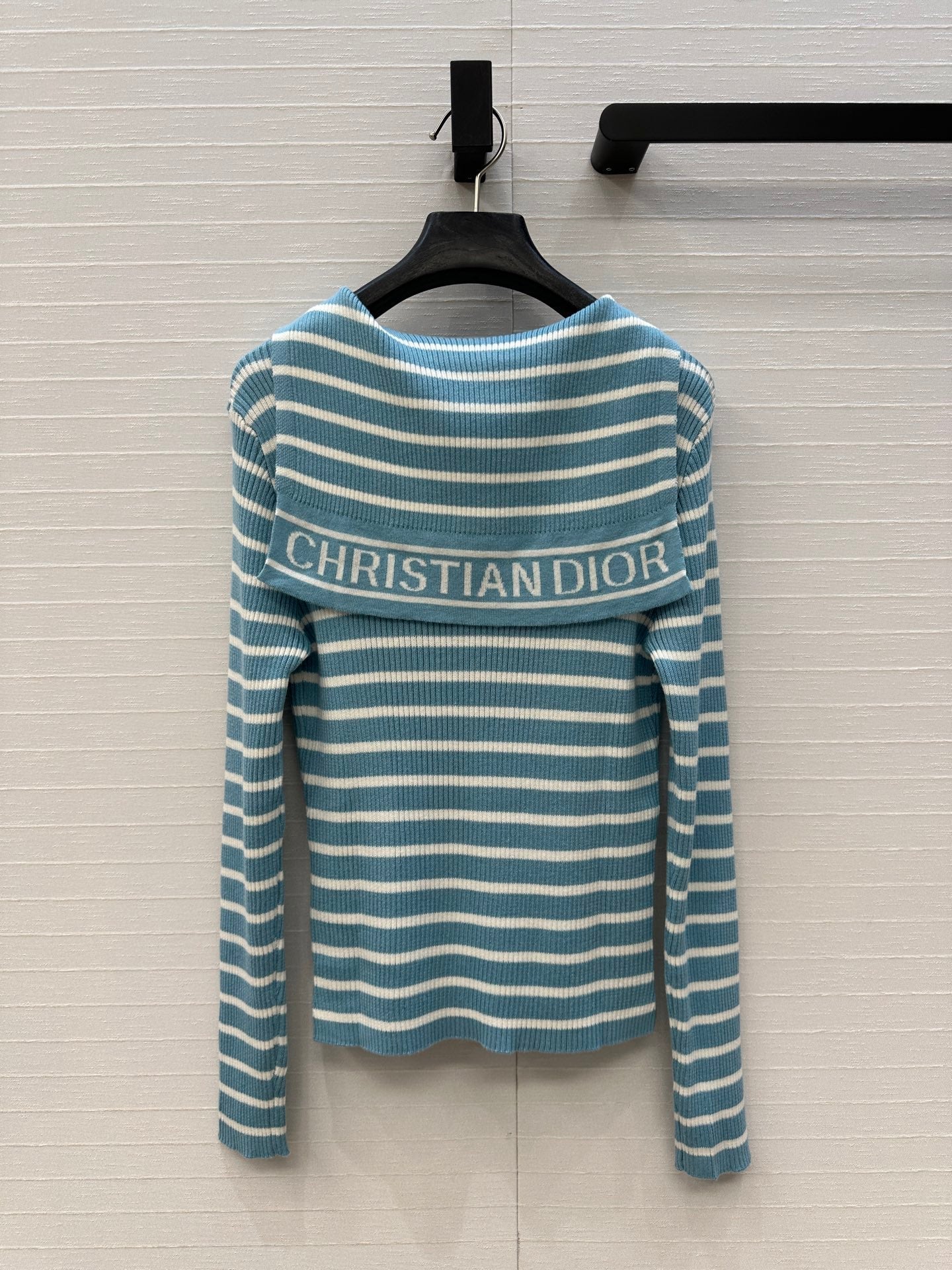 CD Navy Style Collared Sweater Ligth Blue mix White Wool