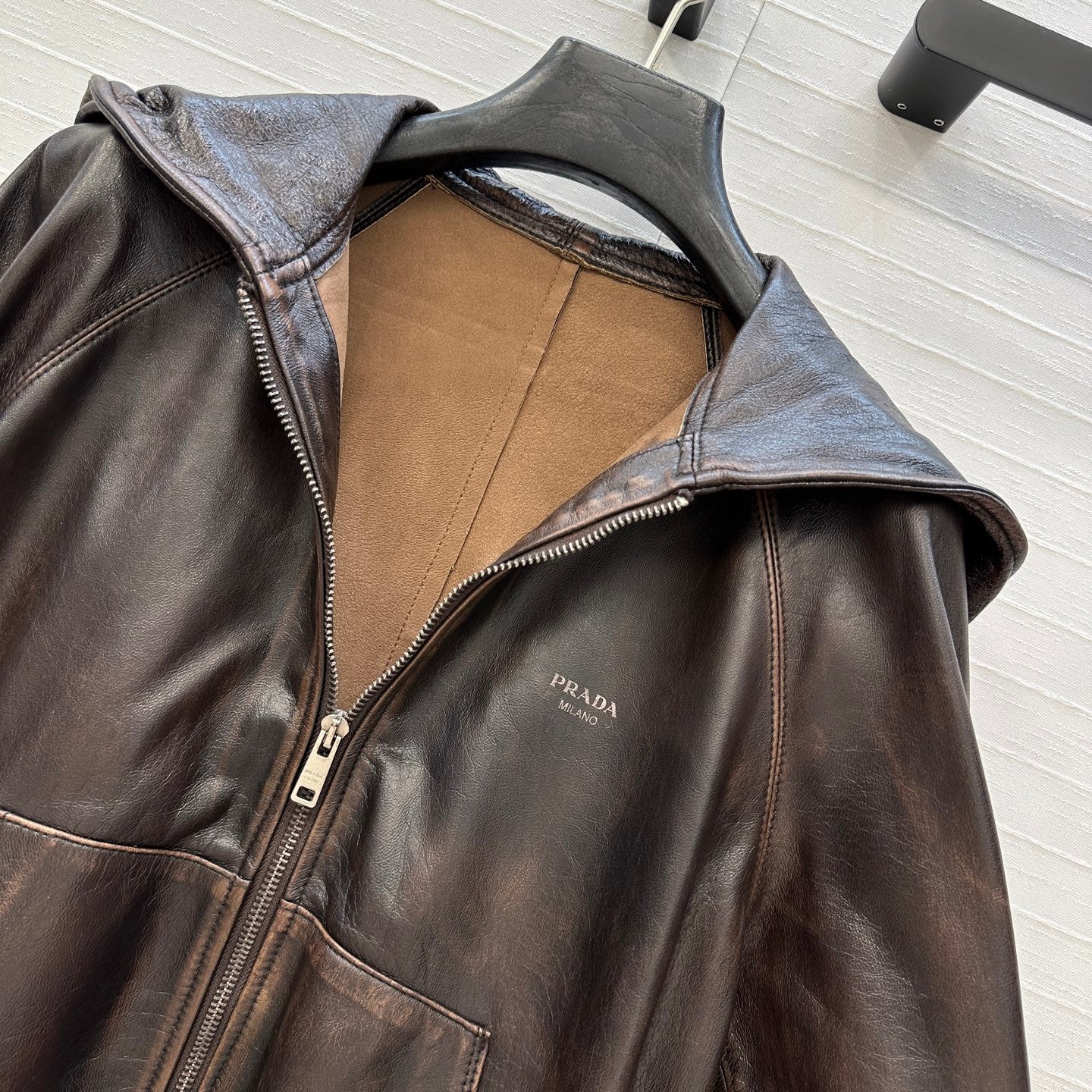 Prada 2025 Leather Jacket Brown Earth