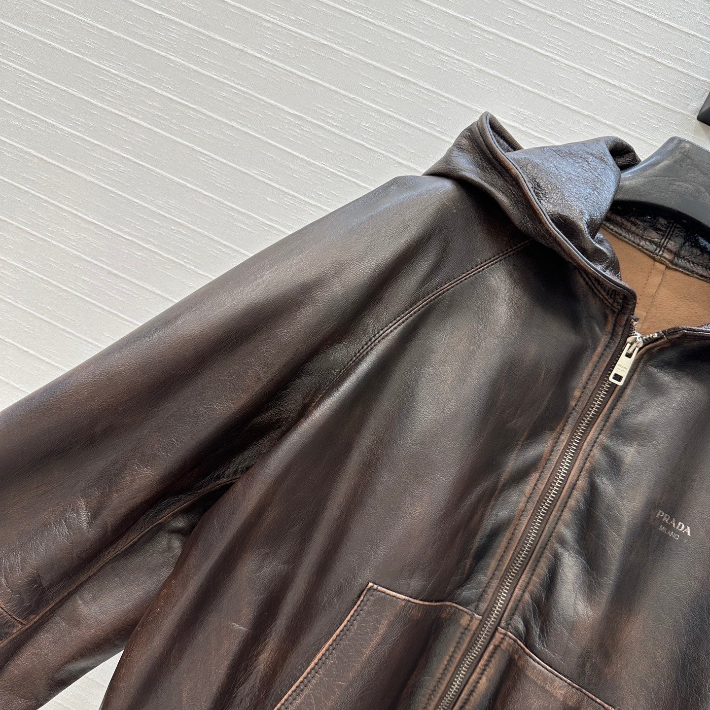 Prada 2025 Leather Jacket Brown Earth