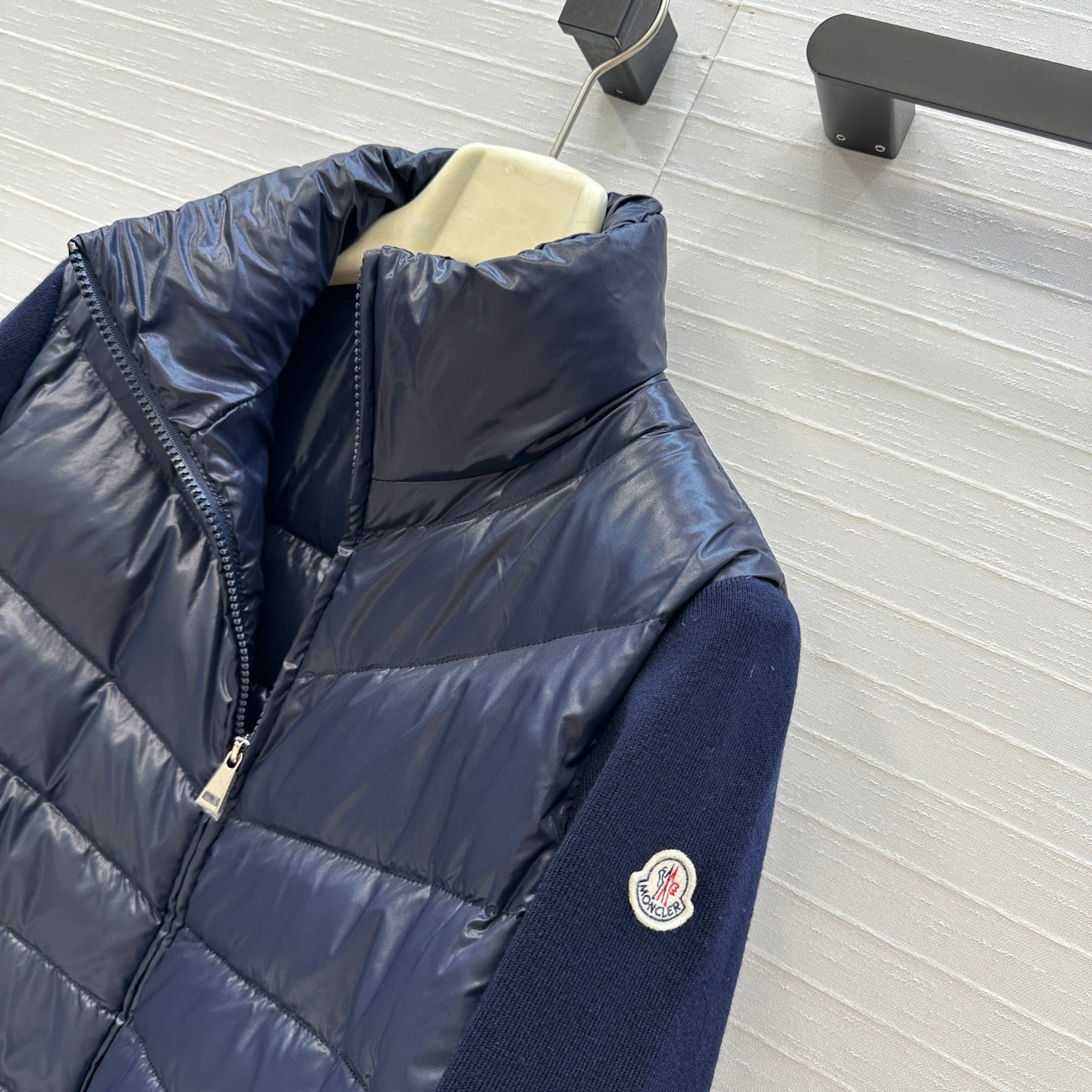 Moncler 25 Jacket Navy Blue Polyester Mix Wool