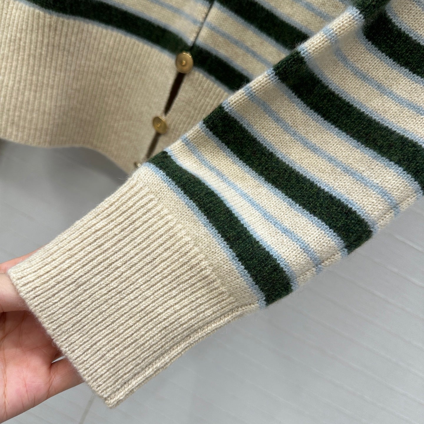 LP 25 Cardigan Green and Beige Cashmere 294281
