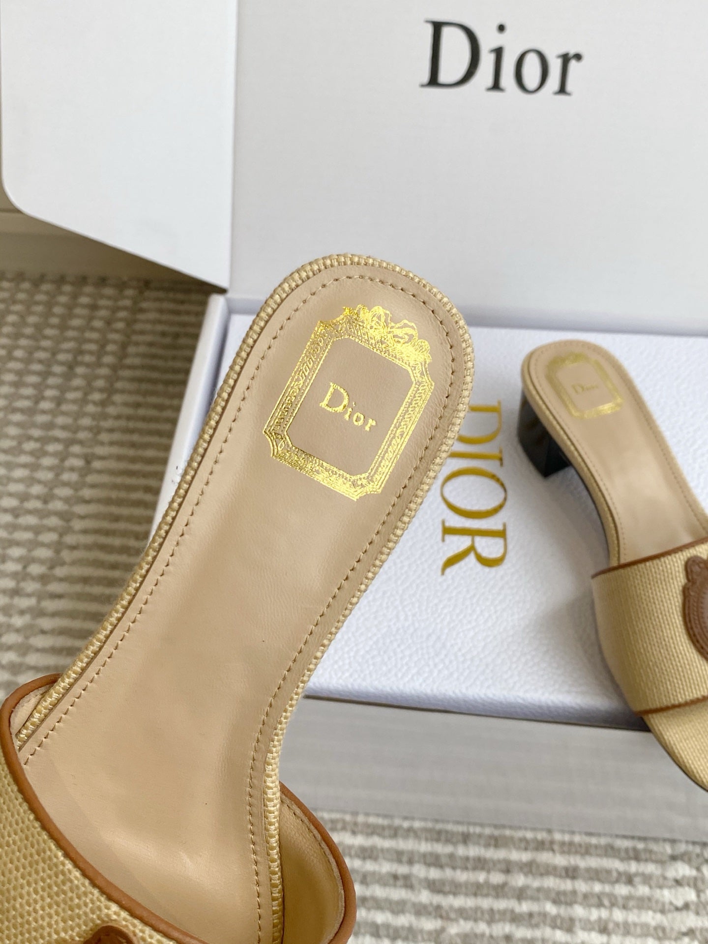 Dior 2026 Medaillon Logo Sandal Raffia Leather 909614