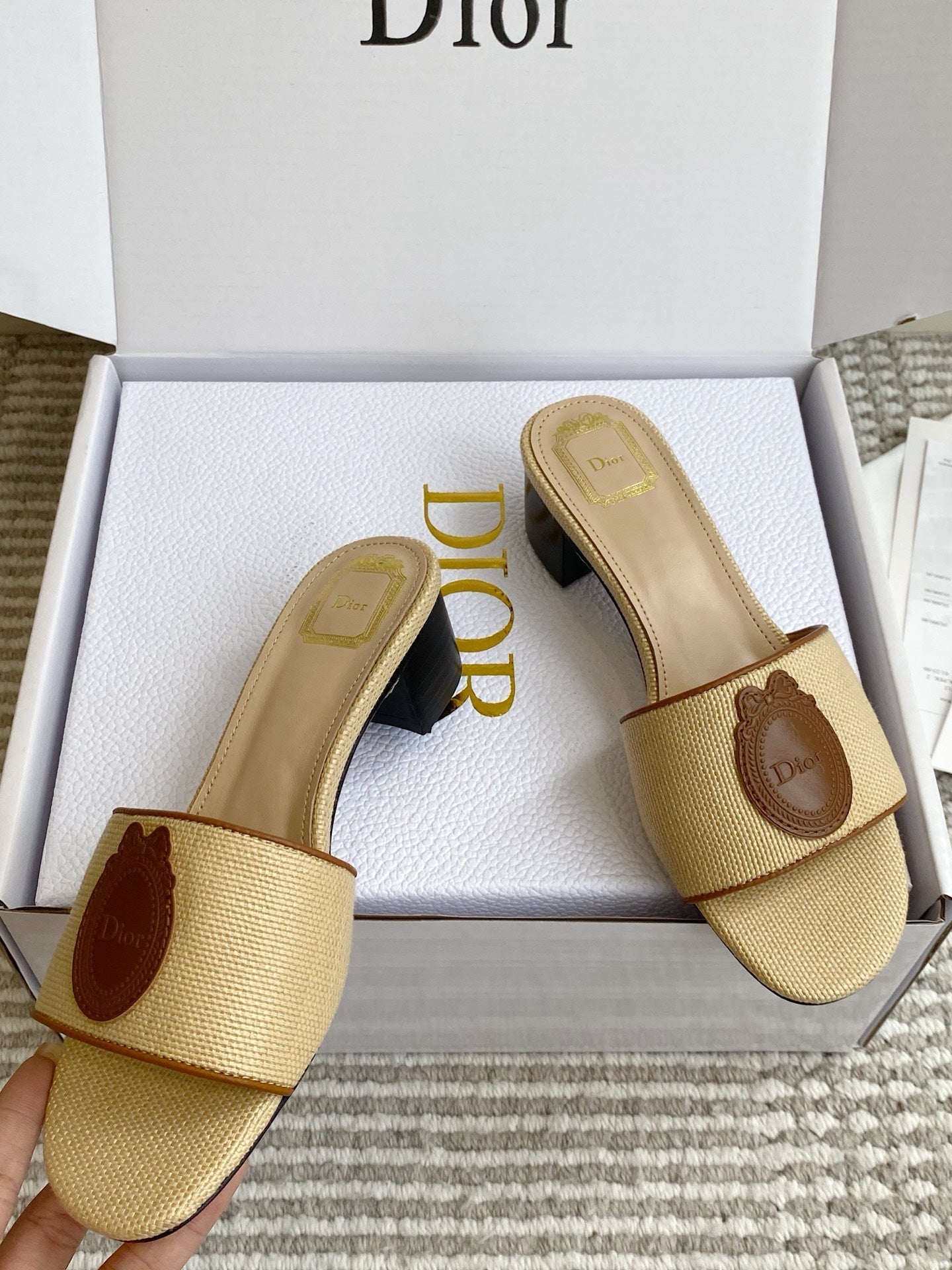 Dior 2026 Medaillon Logo Sandal Raffia Leather 909614