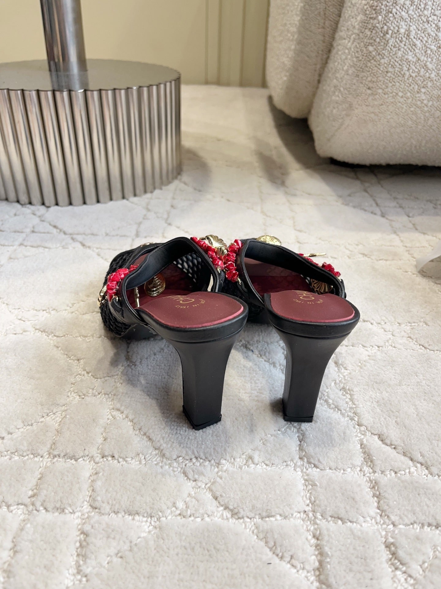Chanel 2026 Open-toe Mule 75mm Mesh Sheepskin 808075