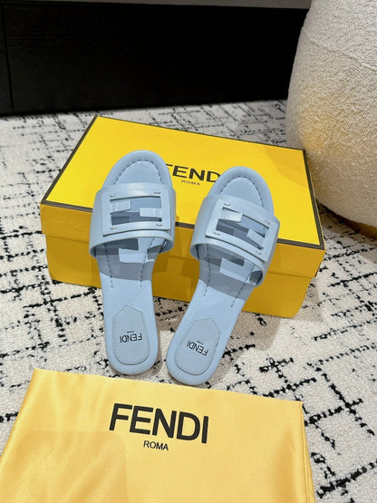 FF Baguette Baby Blue Leather Slide