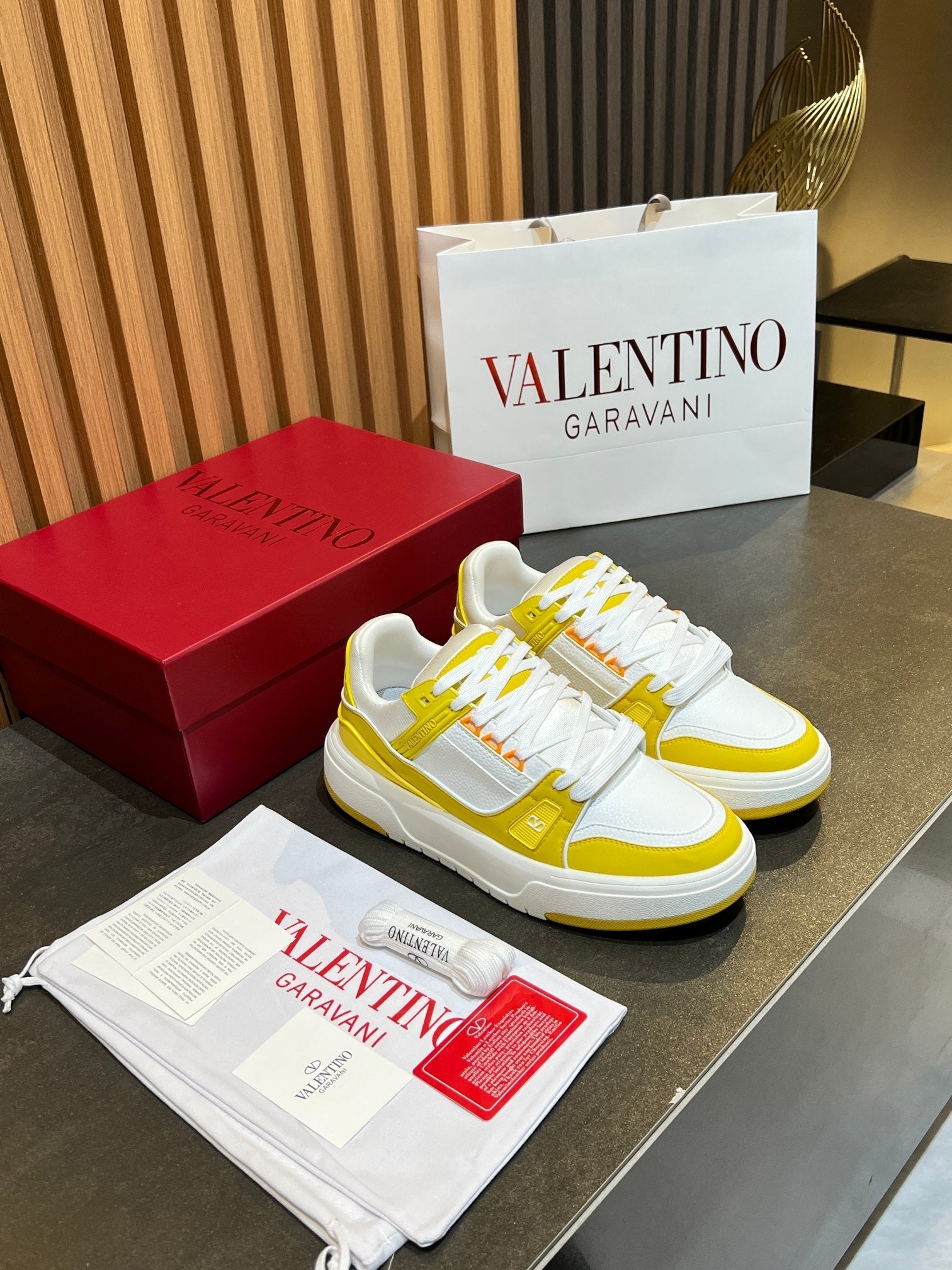 VT 25S Couple Sneakers White Yellow Calfskin 563109