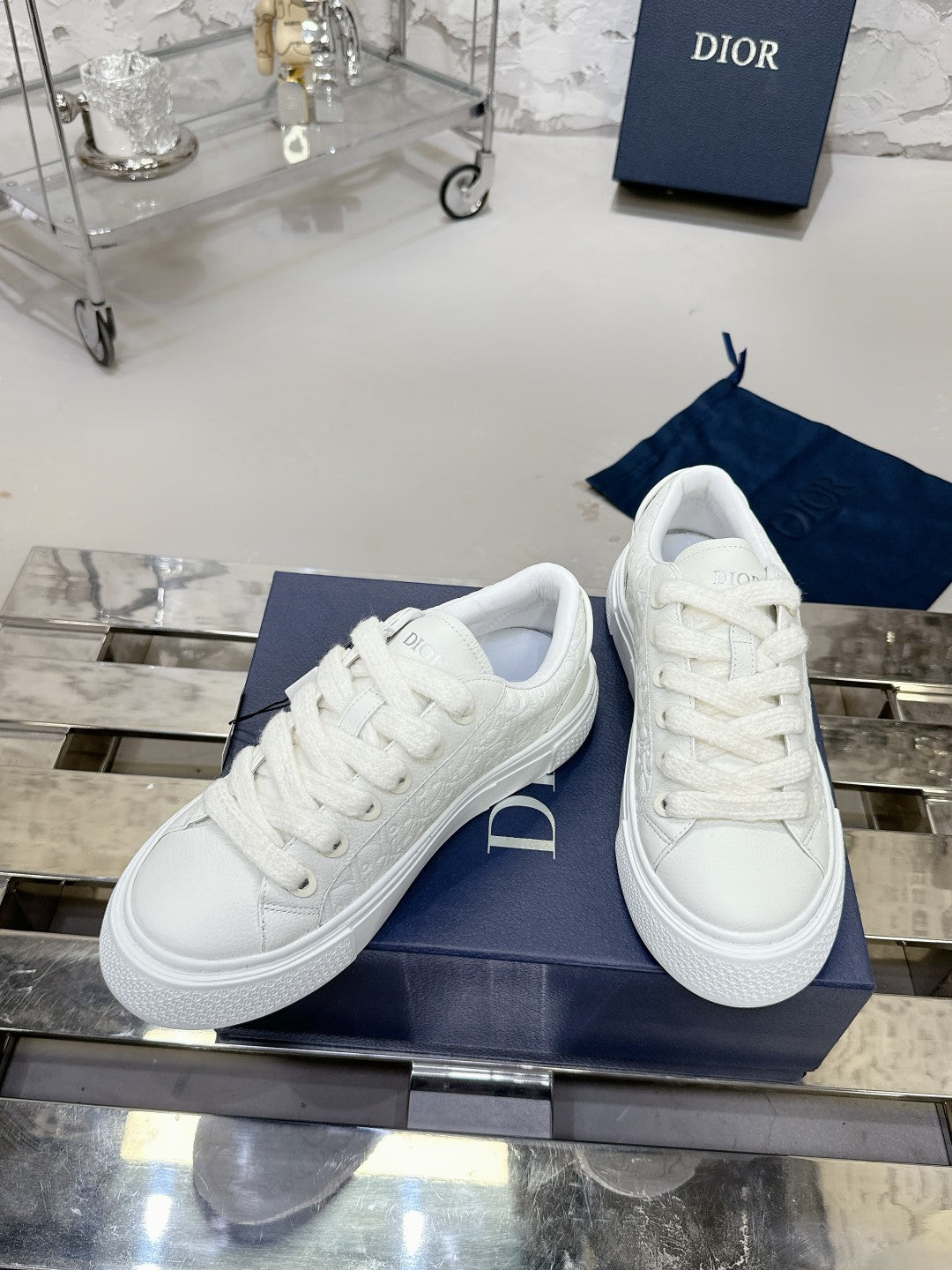 CD B33 Sneaker 30mm In White Monogram Calfskin 100554